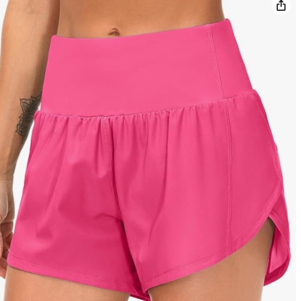 The Gym People Hot Pink Spandex Workout Shorts, NWT, Medium